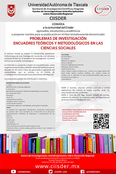 ciisder convocatoria publicacion de libro problemas de investigación encuadres teoricos metodologicos de las ciencias sociales